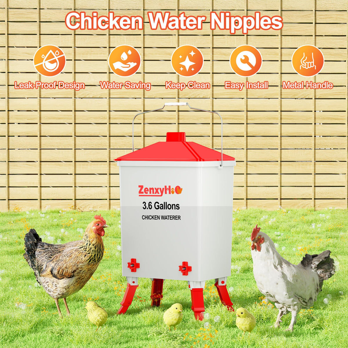 3.6 Gal Chicken Waterer with 4 Water Nipples O989372
