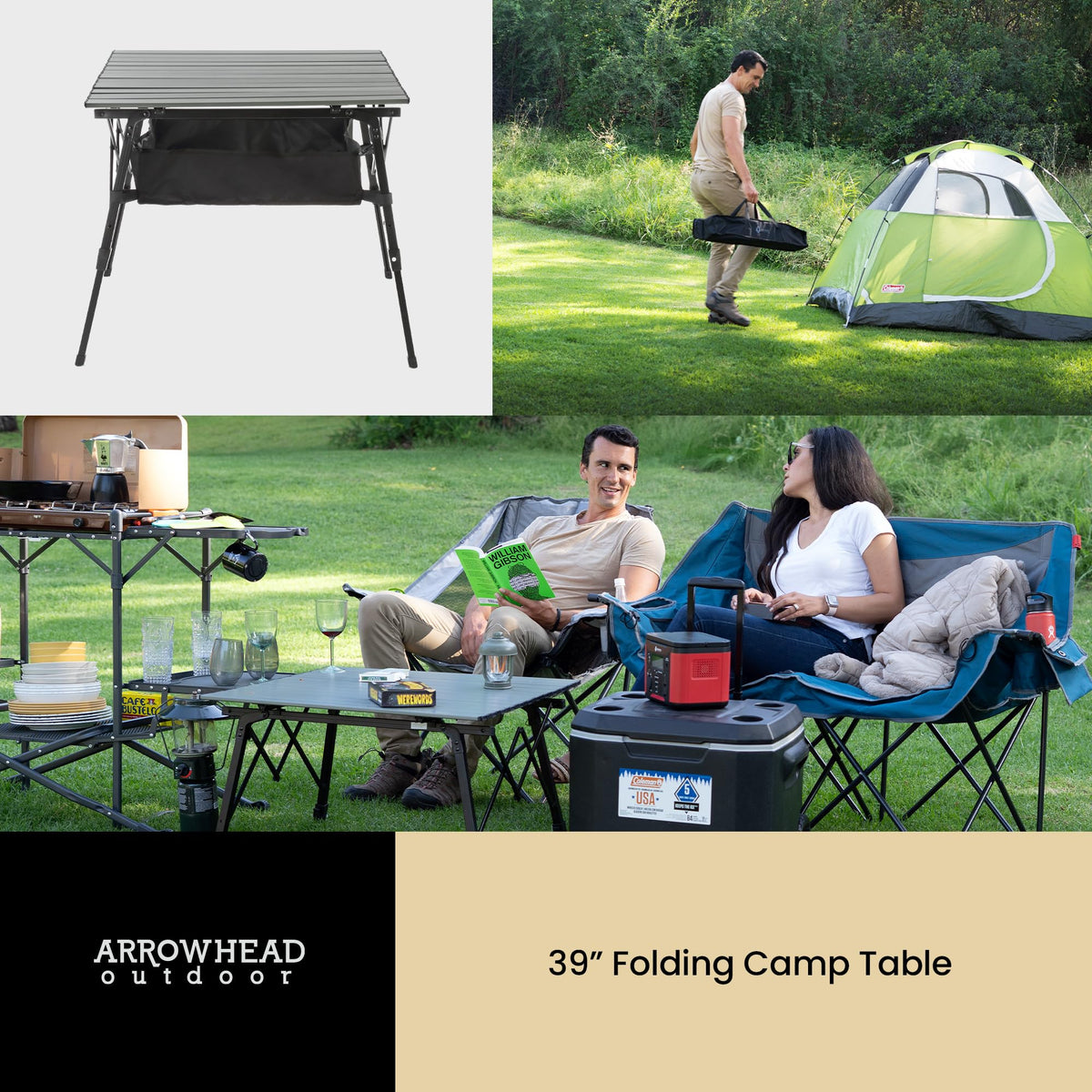 39 in Aluminum Folding Camp Table Q86413