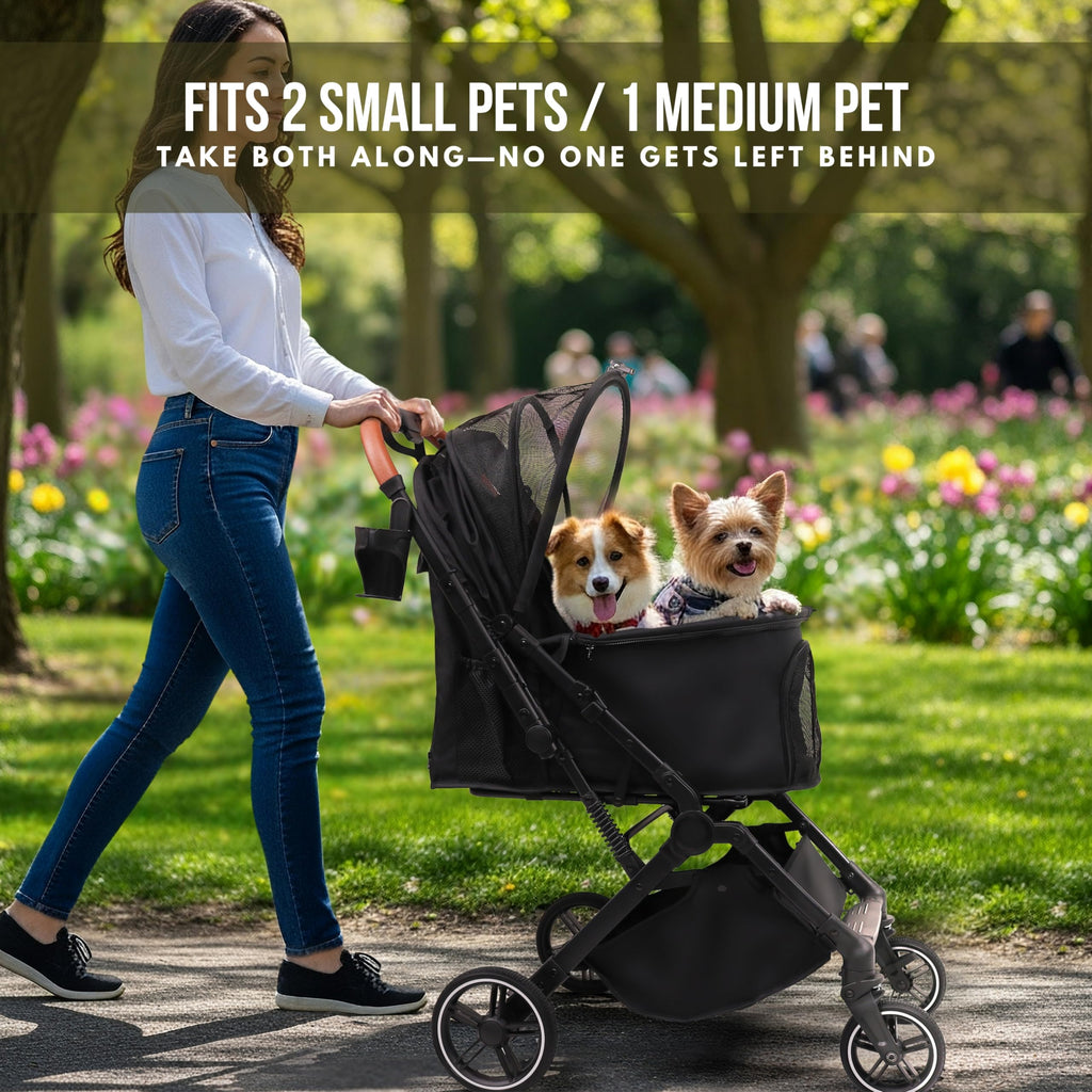 Foldable Dog Stroller 35 lbs Grey V166455