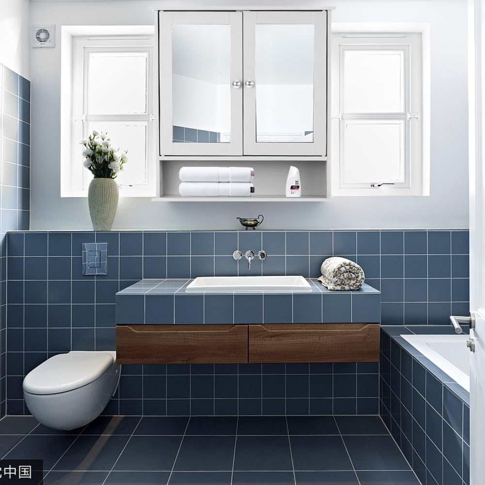 Wall Mount Cabinet with Glass Doors & Shelves Q373535