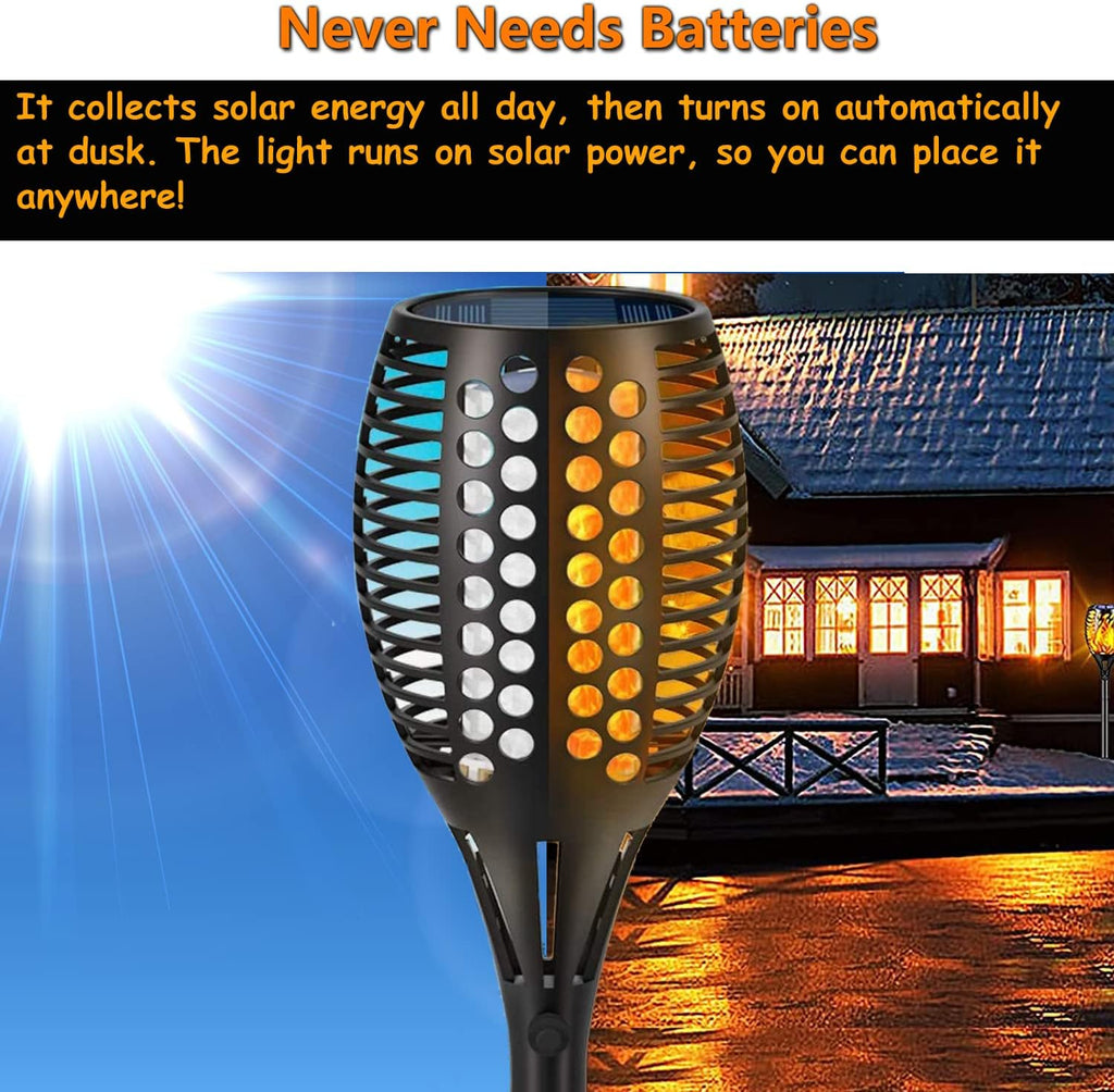 Upgraded Larger Solar Torch Lights, Waterproof Outdoor Dancing Flames Lights, Flickering Flames Garden Lights, Landscape Decoration Pathway Patio Lights 43 96 LED (4) R600454