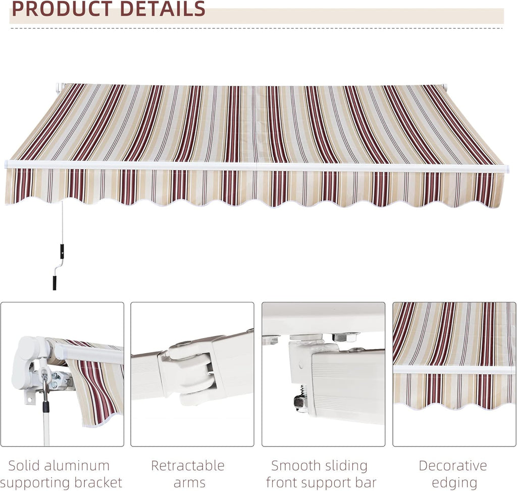 Red Manual Retractable Patio Awning with Canopy V92931