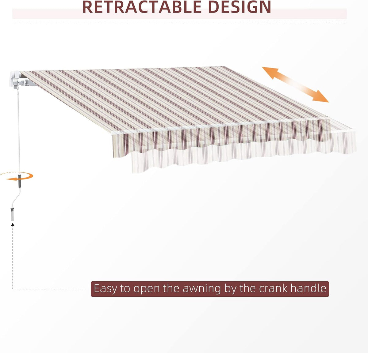 Red Manual Retractable Patio Awning with Canopy V92931