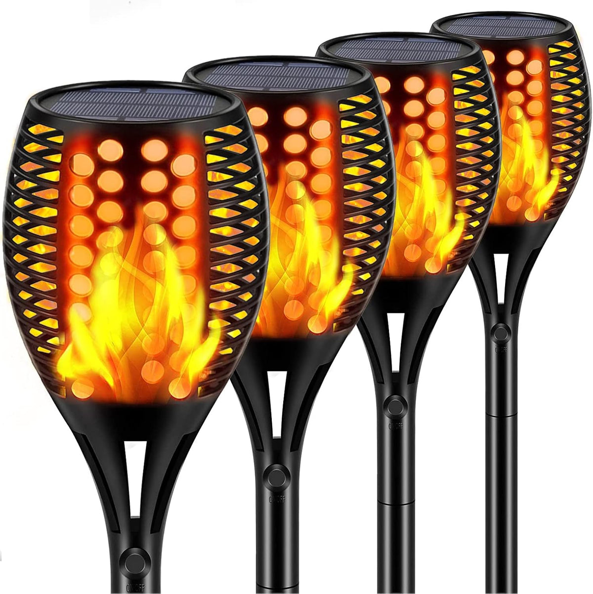 Upgraded Larger Solar Torch Lights, Waterproof Outdoor Dancing Flames Lights, Flickering Flames Garden Lights, Landscape Decoration Pathway Patio Lights 43 96 LED (4) R600454